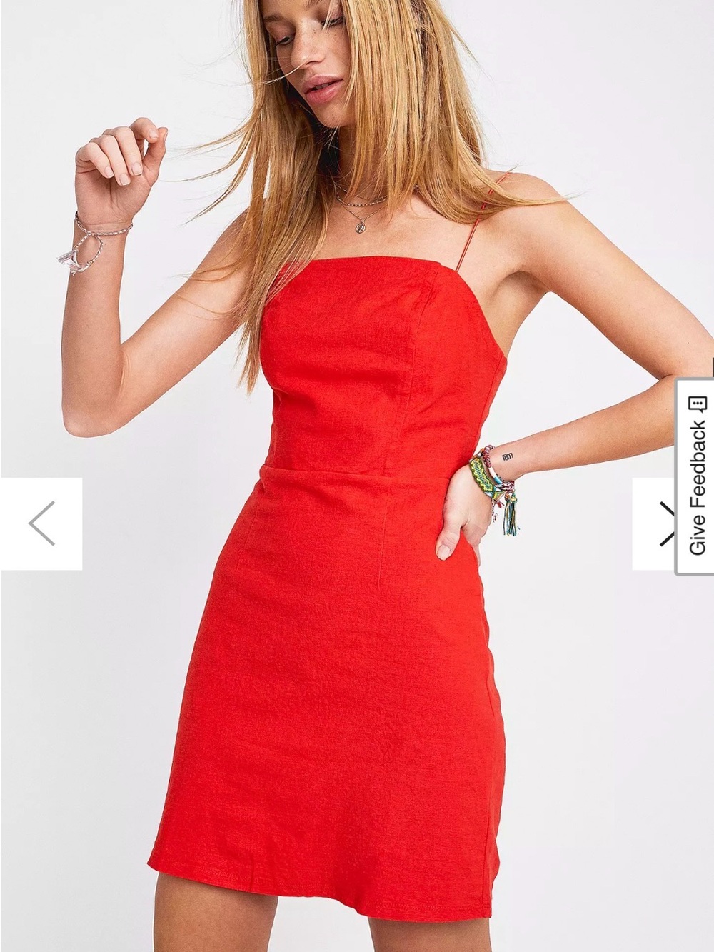 Urban Outfitters Colette Red Linen Mini Dress